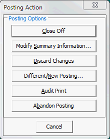Posting Action window (GL Journal Entry)
