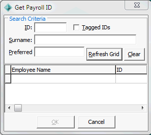 Get Payroll ID window