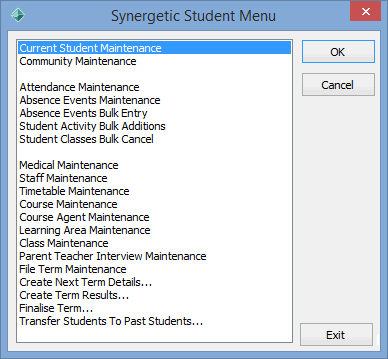 Group Security Maintenance - Users View (Cleared Drop Down Main Selection Menu flag)