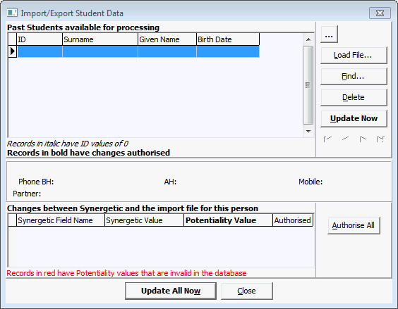 Import Export Student Data (past students)