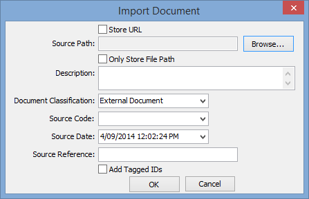 Import window (Medical maintenance - Incidents - Docman sub-tab)