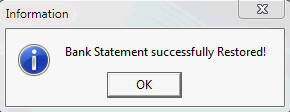 Information - Bank statement successfully restored