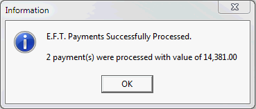 Information - EFT Payments Successfully Processed