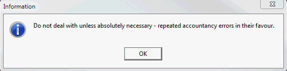 Information - Alert message window