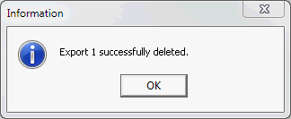 information - export 1 successfully deleted