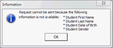 Information - Request cannot be sent (All fields)