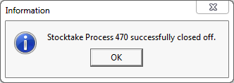 information - stocktake process 25 successfully closed off
