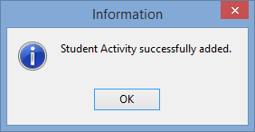 Information - Student Activity successfully added