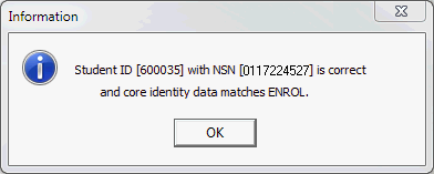 Information - Student ID with NSN is correct