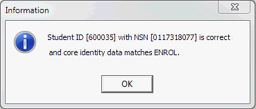 Information - Student ID with NSN is correct