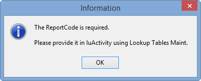 Information - The ReportCode is required