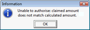 Information - Unable to authorise