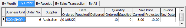 Item Maintenance - Stock Movement - By Order sub-tab