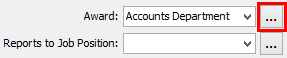 Job Position Maintenance - General tab (Award field, Launch button)