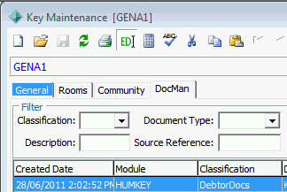 Key Maintenance - DocMan tab (cut down)