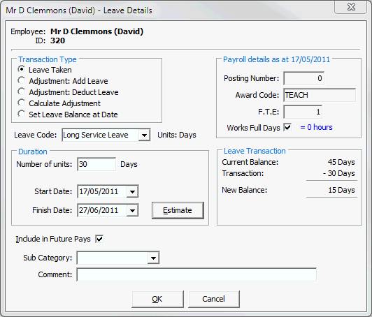Leave Details (Prompt for Leave Details When Entering Current Pays)