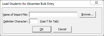 Load Students for Absentee Bulk Entry window