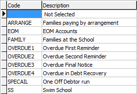 Lookup Table Maintenance - Finance (luDebtorStatementGroup)