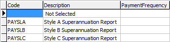 Lookup Table Maintenance - Finance (luPayrollSuperannuationList lookup table)