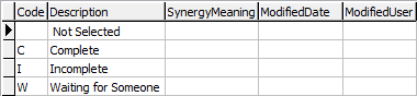Lookup Table Maintenance - luActivityStatus