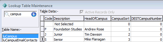 Lookup Table Maintenance - luCampus