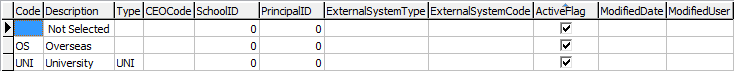 Lookup Table Maintenance - luLeavingDestination