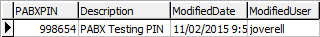 Lookup Table Maintenance - luPABXReservedPIN lookup table