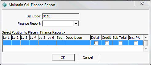 Maintain GL Finance Report