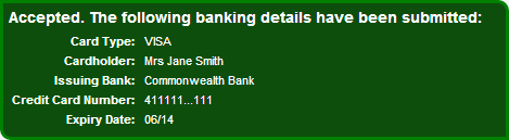 Manage Store cards tab - Card details save confirmation