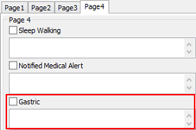 Medical Maintenance - General tab (gastric field, cut down)