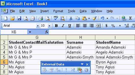 Microsoft Excel - External Data