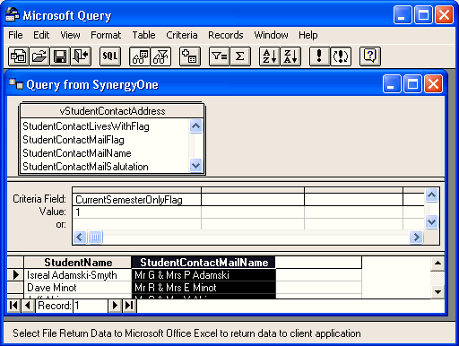 Microsoft Query - Add column
