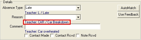 Modify Absence Event window (Details area)