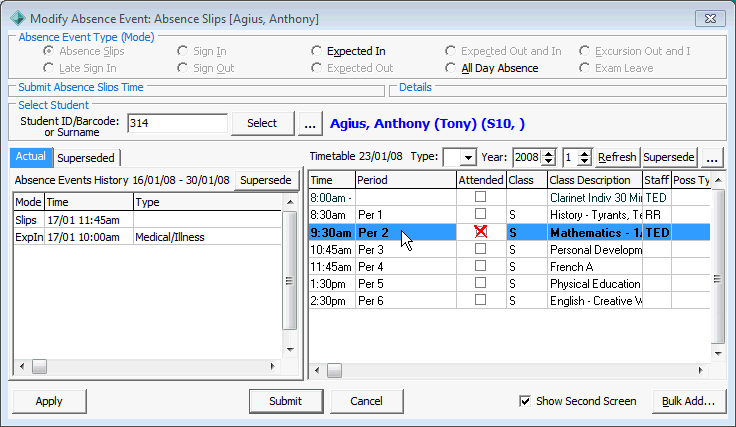 Modify absence event - correction example (2)