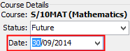 Modify Student Course Status window (cut down)