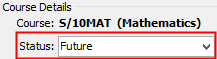 Modify Student Course Status window (cut down)