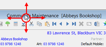 Moving a window example (title bar highlighted)