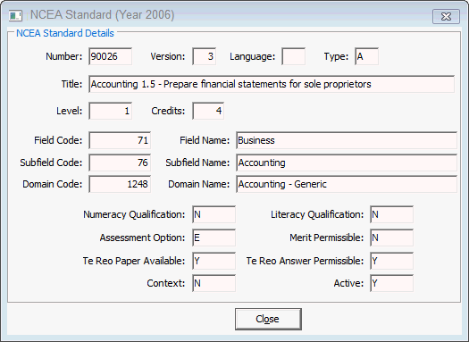 NCEA Standard window