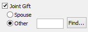 New Gift window (Joint Gift fields)