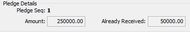 New Pledge Receipt window (Pledge Details fields)