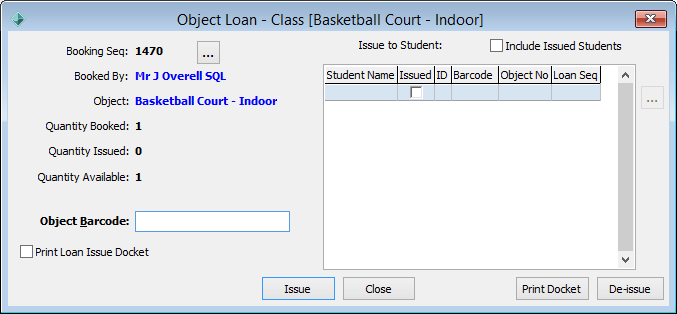 Object Loan - Class window