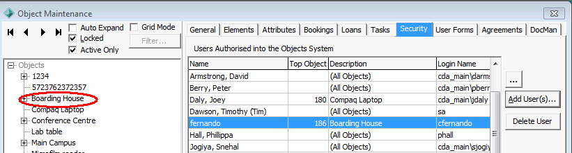Object Maintenance Add Users 1