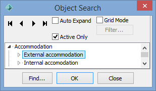 Object Search window