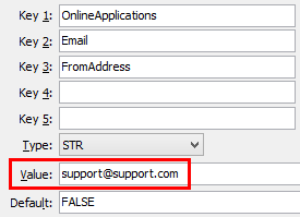 OnlineApplications FromAddress configuration setting