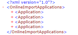 Online Application XML schema - root nodes