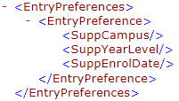 Online Application XML schema - student - entry preference nodes
