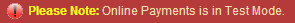 Online payments test mode warning (Community Portal, v7)