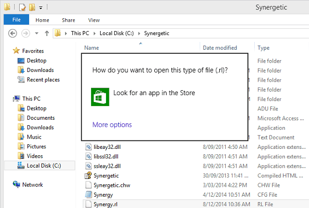 Opening Synergy.rl windows 8