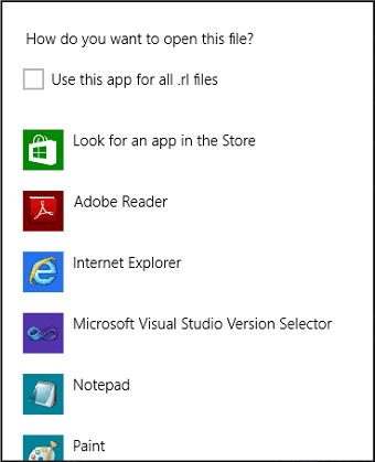 Open with Notepad example windows 8
