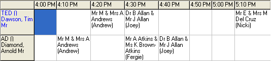 Parent Teacher Interview Maintenance - Schedule tab grid area (cut down)